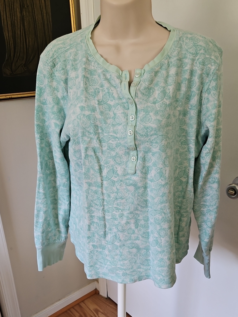 LL Bean Floral & Paisley Henley Size XL